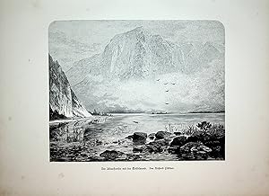 Steiermark, Altaussee, Altausseer See mit Trisselwand, Ansicht ca. 1880 originale Druckgrafik
