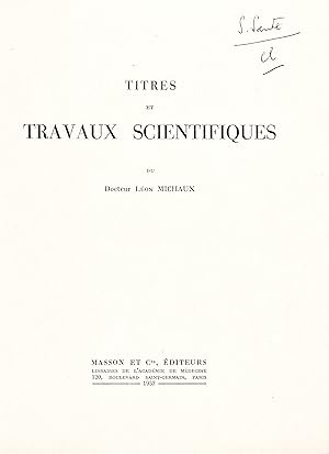 Titres et travaux scientifiques.