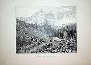 Steiermark, Dachstein, Dachstein Südwände, Ansicht, Ansicht ca. 1880 originale Druckgrafik