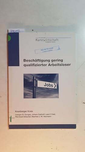 Bild des Verkufers fr Beschftigung gering qualifizierter Arbeitsloser zum Verkauf von Gebrauchtbcherlogistik  H.J. Lauterbach