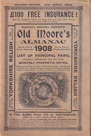 Bild des Verkufers fr Walker's Original Old Moore's Almanac, for the Year of Human Redemption 1908 zum Verkauf von Kenneth Mallory Bookseller ABAA