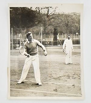 ORIGINAL PHOTOGRAPH OF SPENCER TRACY PLAYING TENNIS IN PARIS. 1939