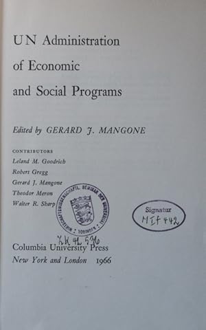 Seller image for UN administration of economic and social programs for sale by Antiquariat Bookfarm