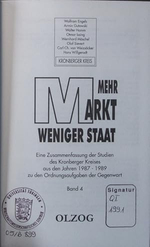 Bild des Verkufers fr Mehr Markt - weniger Staat zum Verkauf von Antiquariat Bookfarm