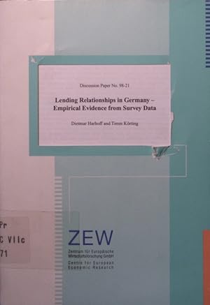 Bild des Verkufers fr Lending relationships in Germany empirical evidence from survey data zum Verkauf von Antiquariat Bookfarm