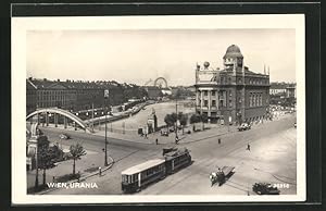 Bild des Verkufers fr Passepartout-Ansichtskarte Wien, Urania, Strassenbahn zum Verkauf von Bartko-Reher