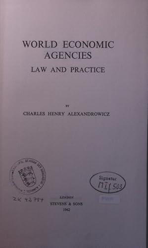 Image du vendeur pour World economic agencies law and practice mis en vente par Antiquariat Bookfarm