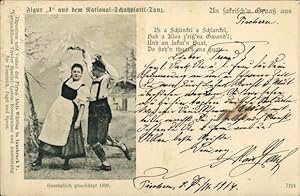 Ansichtskarte / Postkarte Bayrische Trachten, National Schuhplattl Tanz, Figur I, Lederhose