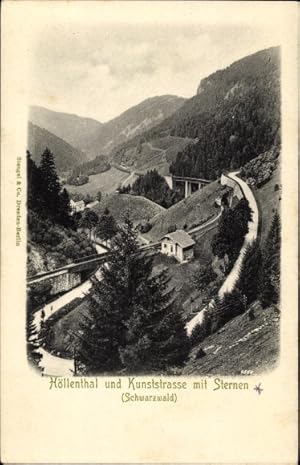 Ansichtskarte / Postkarte Buchenbach im Schwarzwald, Höllental, Kunststraße mit Sternen, Gleise, ...