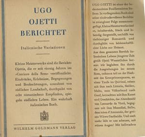 Bild des Verkufers fr Ugo Ojetti berichtet. Italienische Variationen. bertragen von Emmi Pfeiffer. zum Verkauf von Antiquariat Appel - Wessling