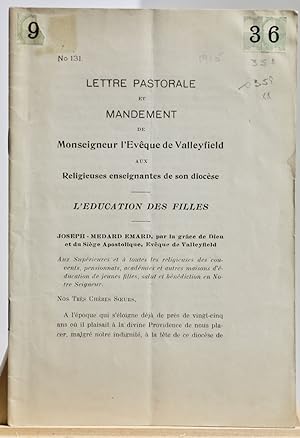 (Éducation des filles) Lettre pastorale et mandement de Monseigneur l'Évêque de Valleyfield aux r...