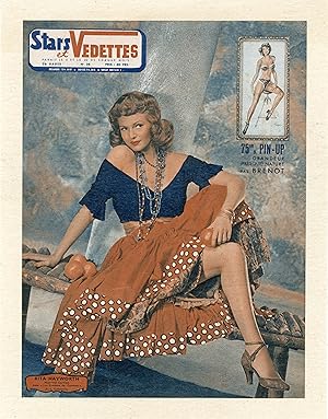 "Rita HAYWORTH" Couverture originale entoilée de STARS et VEDETTES n°36 illustrée par BRENOT (1950)