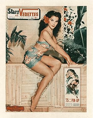 "Debra PAGET" Couverture originale entoilée de STARS et VEDETTES n°48 illustrée par BRENOT (1950)