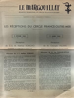 Seller image for Le MARGOUILLAT.Bulletin trimestriel du cercle France-Outre-Mer.Les receptions du cercle France-Outre-Mer.12 Novembre 1964-9 Decembre 1965 for sale by JP Livres