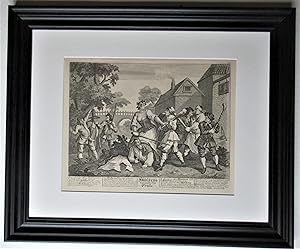 William Hogarth, Hudibras vanquished by Trulla, antique print from the original plate engraved 1726