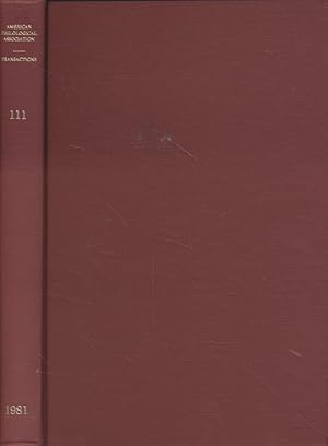 Bild des Verkufers fr Transactions of the American Philological Association. Vol. 111. zum Verkauf von Fundus-Online GbR Borkert Schwarz Zerfa