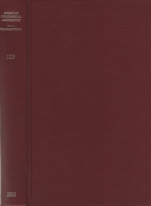 Bild des Verkufers fr Transactions of the American Philological Association. Volume 123. zum Verkauf von Fundus-Online GbR Borkert Schwarz Zerfa