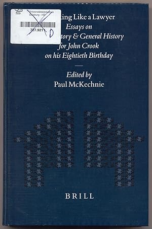 Bild des Verkufers fr Thinking like a lawyer : essays on legal history and general history for John Crook on his eightieth birthday / Essays on Legal and General History for John Crook on his Eightieth Birthday zum Verkauf von avelibro OHG