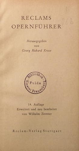 Reclams Opernführer. 14. Auflage