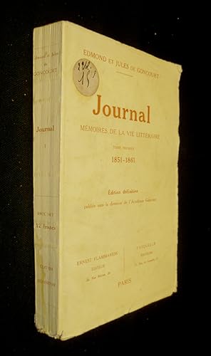 Image du vendeur pour Journal : Mmoires de la vie littraire. Tome 1 : 1851-1861 mis en vente par Abraxas-libris