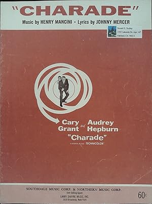 Seller image for Charade Sheet Music 1963 Cary Grant, Audrey Hepburn for sale by AcornBooksNH