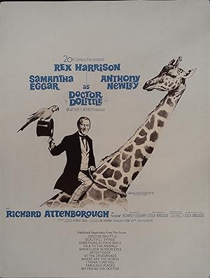 Imagen del vendedor de Doctor Dolittle Sheet Music 1967 Rex Harrison a la venta por AcornBooksNH
