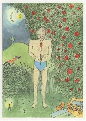 Seller image for Sophie Mason Man Breathing Rose Flower Cycle LGBT Painting Postcard for sale by Postcard Finder