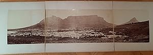 Panoramaansicht von Kapstadt von einem Hügel aus, im Hintergrund der Tafelberg.