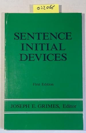 Bild des Verkufers fr Sentence Initial Devices (SUMMER INSTITUTE OF LINGUISTICS AND THE UNIVERSITY OF TEXAS AT ARLINGTON PUBLICATIONS IN LINGUISTICS, Number 75) zum Verkauf von Antiquariat Trger