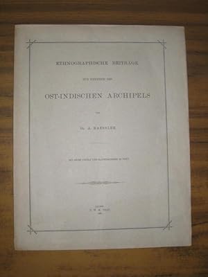 Bild des Verkufers fr Ethnographische Beitrge zur Kenntnis des Ostindischen Archipels - I: Beitrag zur Ethnographie der Sulu-Inseln. II: Ethnogr. Notizen ber Wetter. III: Heiliger Stein und Grabmal auf den Key-Inseln. IV: Masken von Tidore. V: Ueber die Sage der Minahassa mit ihren Unterdialekten. zum Verkauf von Antiquariat Carl Wegner