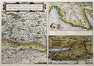Kupferstich- Karte, n. Wolfgang Lazius aus Ortelius, "Carinthiae dvcatvs, et Goritiae palatinatvs...