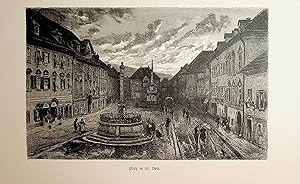 KÄRNTEN, Sankt Veit an der Glan, Hauptplatz, Ansicht ca. 1880 originale Druckgrafik