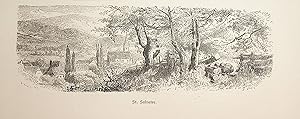 KÄRNTEN, Friesach, St. Salvator Ansicht ca. 1880 originale Druckgrafik
