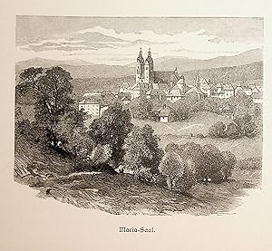 KÄRNTEN, Maria Saal, Gesamtansicht, Ansicht ca. 1880 originale Druckgrafik