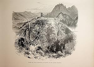 STEIERMARK, Langenwang, Burgruine Hohenwang, Ansicht ca. 1880 originale Druckgrafik