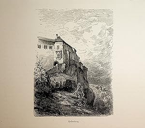 KÄRNTEN, Köttmannsdorf, Burg Hollenburg im Rosental, Ansicht ca. 1880 originale Druckgrafik