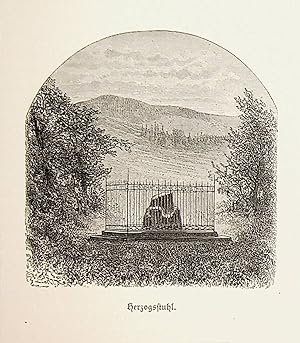 KÄRNTEN, Herzogstuhl am Zollfeld, Ansicht ca. 1880 originale Druckgrafik