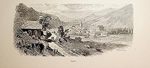 KÄRNTEN, Spittal an der Drau, Ansicht ca. 1880 originale Druckgrafik