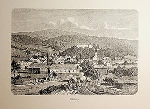 KÄRNTEN, Bleiburg, Ansicht ca. 1880 originale Druckgrafik