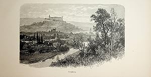 KÄRNTEN, Straßburg mit Gurk und Schloss, Ansicht ca. 1880 originale Druckgrafik