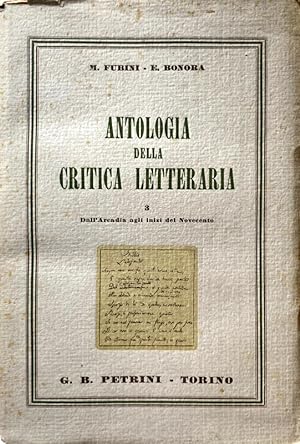 Imagen del vendedor de ANTOLOGIA DELLA CRITICA LETTERARIA VOLUME 3. DALL'ARCADIA ALL'INIZIO DEL NOVECENTO a la venta por CivicoNet, Libreria Virtuale