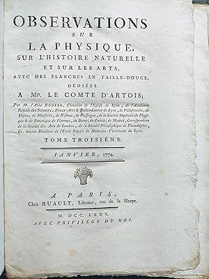 Observations sur la physique, sur l'histoire naturelle et sur les arts,. Tome troisième [with] To...