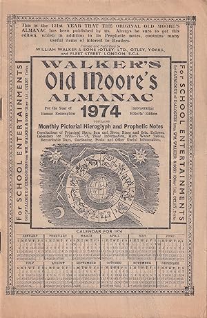 Bild des Verkufers fr Walker's Old Moore's Almanac, for the Year of Human Redemption 1974 zum Verkauf von Kenneth Mallory Bookseller ABAA