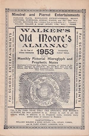 Bild des Verkufers fr Walker's Original Old Moore's Almanac, for the Year of Human Redemption 1953 zum Verkauf von Kenneth Mallory Bookseller ABAA