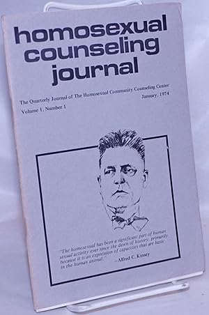 Image du vendeur pour Homosexual counseling journal: the quarterly journal of the Homosexual Community Counseling Center; vol. 1, #1, January 1974: Alfred C. Kinsey cover mis en vente par Bolerium Books Inc.