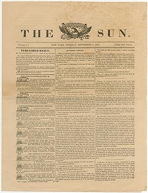 (Newspaper): The Sun. Number 1. New York. September 3, 1833