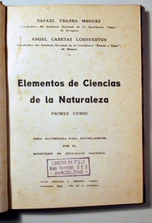 Imagen del vendedor de ELEMENTOS DE CIENCIAS DE LA NATURALEZA - Barcelona 1939 - Ilustrado a la venta por Llibres del Mirall