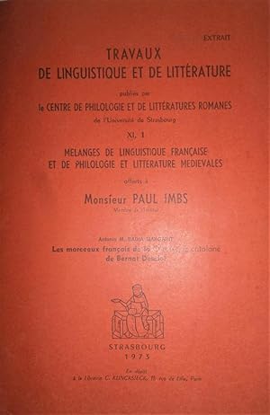 Seller image for Les morceaux franais de la Chronique Catalane de Bernat Desclot. for sale by Librera Anticuaria Antonio Mateos