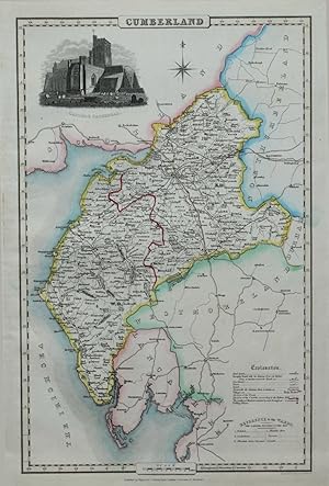 Antique Map CUMBERLAND CUMBRIA James Pigot Original Hand Coloured c1830