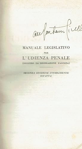Imagen del vendedor de Manuale legislativo per l'udienza penale : secondo la legislazione fascista a la venta por Romanord